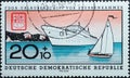 GERMANY, DDR - CIRCA 1960 : a postage stamp from Germany, GDR showing the FDGB holiday ship Fritz Heckert on the Baltic Sea in fro Royalty Free Stock Photo