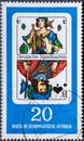 GERMANY, DDR - CIRCA 1967: a postage stamp from Germany, GDR showing german playing cards: GrÃÂ¼nunter / Pikbube