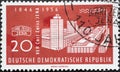 GERMANY, DDR - CIRCA 1956 : a postage stamp from Germany, GDR showing a historical picture of the building of the Carl Zeiss works