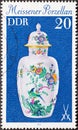 GERMANY, DDR - CIRCA 1979 : a postage stamp from Germany, GDR showing a lidded vase 18th century made of Meissen porcelain