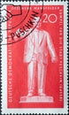 GERMANY, DDR - CIRCA 1960 : a postage stamp from Germany, GDR showing the monument of the politician Ernst Thalmann monument in Pu