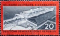 GERMANY, DDR - CIRCA 1960 : a postage stamp from Germany, GDR showing the new station Sassnitz Hafen, railway ferry Sassnitz Balti