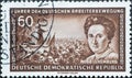 GERMANY, DDR - CIRCA 1955 : a postage stamp from Germany, GDR showing a portrait of the co-founder of the KPD, Rosa Luxemburg, ral