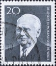 GERMANY, DDR - CIRCA 1960 : a postage stamp from Germany, GDR showing the portrait on the death of GDR President Wilhelm Pieck 187 Royalty Free Stock Photo