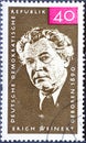 GERMANY, DDR - CIRCA 1965 : a postage stamp from Germany, GDR showing a portrait of Erich Weinert 1890Ã¢â¬â1963, writer. for the 75