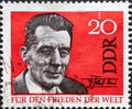 GERMANY, DDR - CIRCA 1964 : a postage stamp from Germany, GDR showing a portrait of the French physicist and Nobel Prize winner Fr