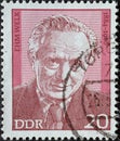 GERMANY, DDR - CIRCA 1974 : a postage stamp from Germany, GDR showing a portrait of the journalist, writer and adult education cen