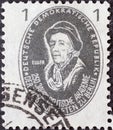 GERMANY, DDR - CIRCA 1950: a postage stamp from Germany, GDR showing a portrait of the mathematician Leonhard Euler. 250 years of