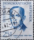 GERMANY, DDR - CIRCA 1962 : a postage stamp from Germany, GDR showing a portrait of the murdered anti-fascist and resistance fight