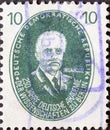 GERMANY, DDR - CIRCA 1950: a postage stamp from Germany, GDR showing a portrait of the physicist and physiologist Hermann von Helm