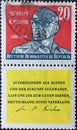 GERMANY, DDR - CIRCA 1959 : a postage stamp from Germany, GDR showing a portrait of the poet Johannes R. Becher with glasses 1891 Royalty Free Stock Photo