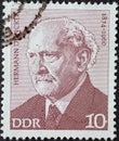 GERMANY, DDR - CIRCA 1974: a postage stamp from Germany, GDR showing a portrait of the politician KPD functionary and Marxist hist Royalty Free Stock Photo