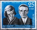 GERMANY, DDR - CIRCA 1961 : a postage stamp from Germany, GDR showing a portrait of the resistance fighters against Hitler, the si