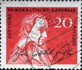 GERMANY, DDR - CIRCA 1962 : a postage stamp from Germany, GDR showing a portrait with the signature of the educator and philosophe
