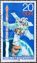 GERMANY, DDR - CIRCA 1978 : a postage stamp from Germany, GDR showing a satellite Interkosmos 1 Cosmic Physics. Intercosm progra