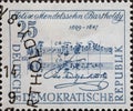 GERMANY, DDR - CIRCA 1959 : a postage stamp from Germany, GDR showing A sheet of music for the 1st movement of Symphony No. 4 in A