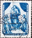 GERMANY, DDR - CIRCA 1955  : a postage stamp from Germany, GDR showing  The Sistine Madonna  by Raffael. Paintings from the Dresde Royalty Free Stock Photo