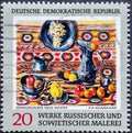 GERMANY, DDR - CIRCA 1969: a postage stamp from Germany, GDR showing still life by Eranui Arshakowna Aslamasjan. Text: Russian and