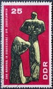 GERMANY, DDR - CIRCA 1967: a postage stamp from Germany, GDR showing a stone sculpture of the Kragujevac memorial