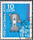 GERMANY, DDR - CIRCA 1971: a postage stamp from Germany, GDR showing a geodetic device, 125 years of Carl Zeiss Jena Royalty Free Stock Photo