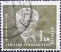 GERMANY, DDR - CIRCA 1951 : a postage stamp from Germany, GDR showing a portrait of President Wilhelm Pieck intaglio. Definitive