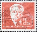 GERMANY, DDR - CIRCA 1951 : a postage stamp from Germany, GDR showing a portrait of President Wilhelm Pieck intaglio. Definitive