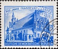 GERMANY, DDR - CIRCA 1953 : a postage stamp from Germany, GDR showing the town hall, city arms. 700 years of the city of Frankfurt