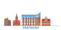 Germany, Dortmund line cityscape, flat vector. Travel city landmark, oultine illustration, line world icons Royalty Free Stock Photo