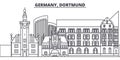 Germany, Dortmund line skyline vector illustration. Germany, Dortmund linear cityscape with famous landmarks, city