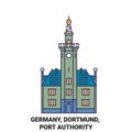 Germany, Dortmund, Port Authority travel landmark vector illustration