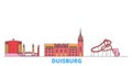 Germany, Duisburg line cityscape, flat vector. Travel city landmark, oultine illustration, line world icons