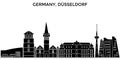 Germany, Dusseldorf architecture vector city skyline, travel cityscape with landmarks, buildings, isolated sights on