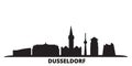 Germany, Dusseldorf city skyline isolated vector illustration. Germany, Dusseldorf travel black cityscape
