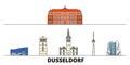 Germany, Dusseldorf flat landmarks vector illustration. Germany, Dusseldorf line city with famous travel sights, skyline