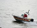 Japan Day, a speedboat of the Life Saving Society patrols the Rhine