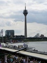 Germany, Dusseldorf, Rhine promenade, Japan Day, television and observation tower in the Media Harbour,