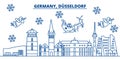 Germany, Dusseldorf winter city skyline. Merry Christmas, Happy New