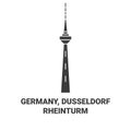 Germany, Dusseldorfrheinturm travel landmark vector illustration