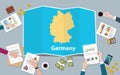 Germany economy country growth nation team discuss with fold maps view from top