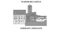 Germany, Eisenach Wartburg Castle city skyline isolated vector illustration, icons Royalty Free Stock Photo