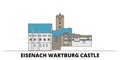 Germany, Eisenach Wartburg Castle flat landmarks vector illustration. Germany, Eisenach Wartburg Castle line city with Royalty Free Stock Photo