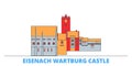 Germany, Eisenach Wartburg Castle line cityscape, flat vector. Travel city landmark, oultine illustration, line world Royalty Free Stock Photo