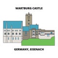 Germany, Eisenach Wartburg Castle line icon concept. Germany, Eisenach Wartburg Castle flat vector sign, symb Royalty Free Stock Photo