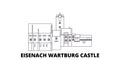 Germany, Eisenach Wartburg Castle line travel skyline set. Germany, Eisenach Wartburg Castle outline city vector Royalty Free Stock Photo