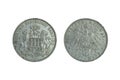 Germany Empire Hamburg Silver Coin 3 Three Mark 1910, Lions Support Shield With Fortress, KnightÃ¢â¬â¢s Helmet On Top, Imperial Eagle