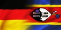 German,Eswatini flag together.Germany,Eswatini waving flag background
