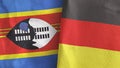 Germany and Eswatini Swaziland two flags textile cloth 3D rendering