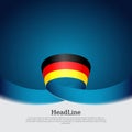 Germany flag background. Wavy ribbon in colors of germany flag on a blue white background. National poster. Vector tricolor