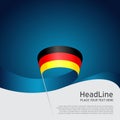 Germany flag background. Wavy ribbon in colors of germany flag on a blue white background. National poster. Vector tricolor design