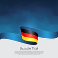 Germany flag background. Wavy ribbon in colors of germany flag on a blue white background. National poster. Vector tricolor design
